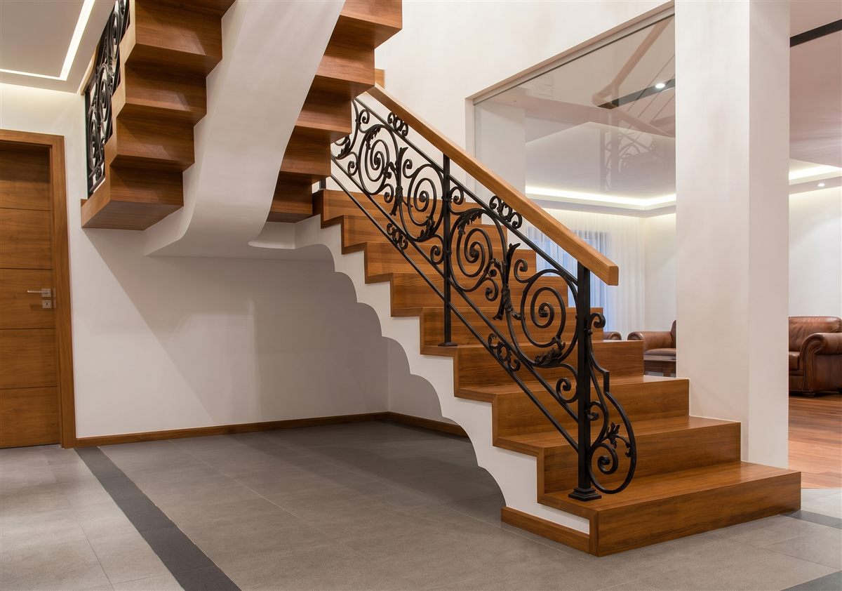 Steel staircase and railing fabrication UAE villa project