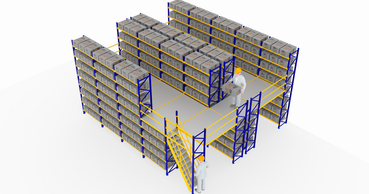 Cost-effective pallet racking supported mezzanine floor design for warehouse storage in UAE