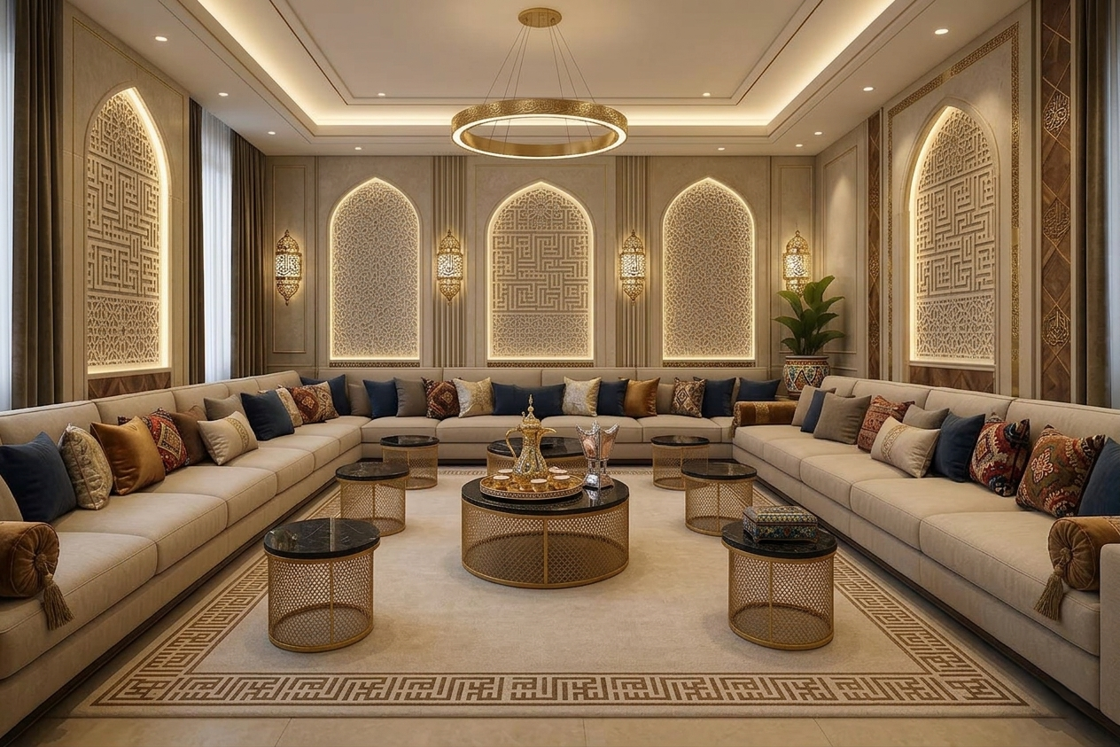 Modern majlis metalwork UAE decorative panels and handrails