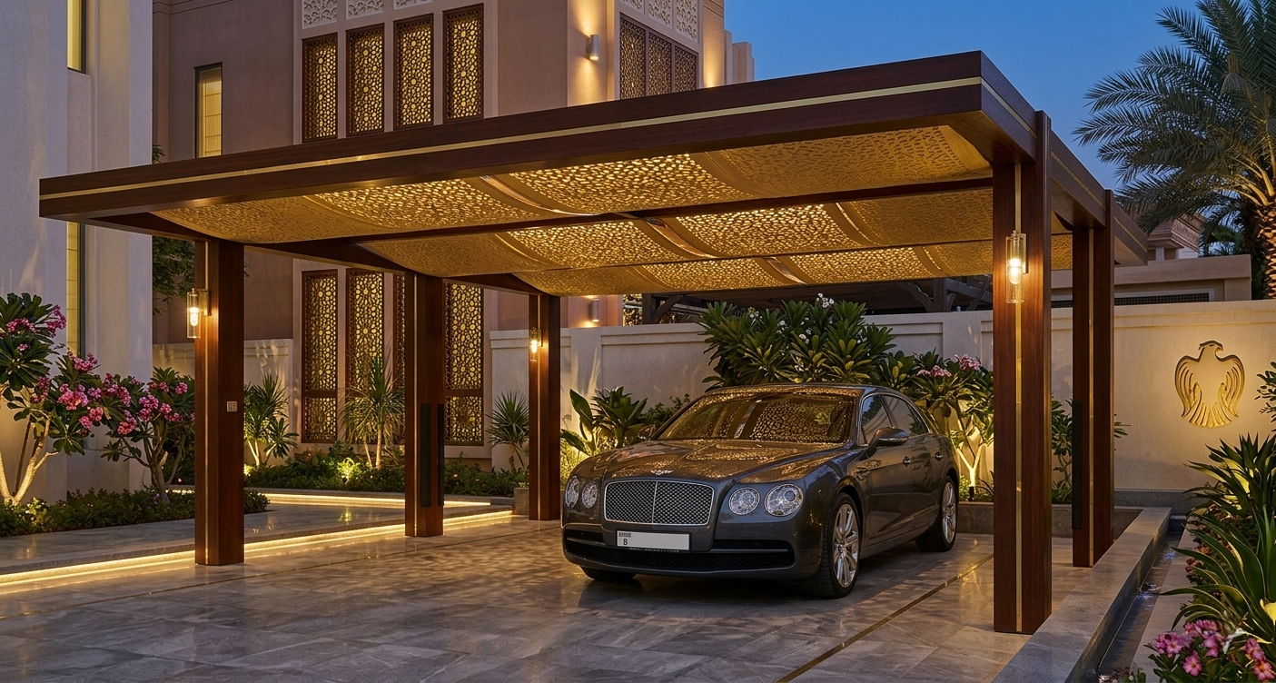 Parking shade UAE steel structure fabrication and installation